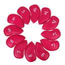 1 Set Of 12PCS PU Leather Golf Club Head Protection Cover Wedge Iron Putter Headcover Golf Sports Accessory Red