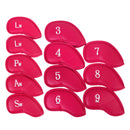 1 Set Of 12PCS PU Leather Golf Club Head Protection Cover Wedge Iron Putter Headcover Golf Sports Accessory Red