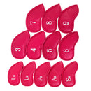 1 Set Of 12PCS PU Leather Golf Club Head Protection Cover Wedge Iron Putter Headcover Golf Sports Accessory Red
