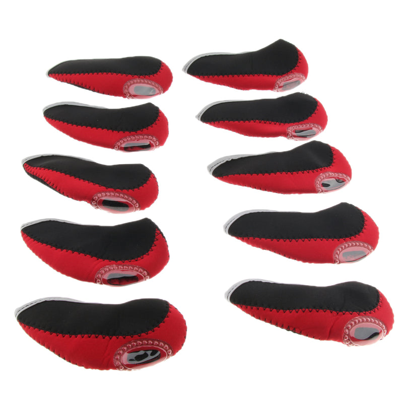 1 Set Of 10PCS Iron Wedge Neoprene Golf Club Damage Protective Head Cover Golf Sports Accessory Black Red