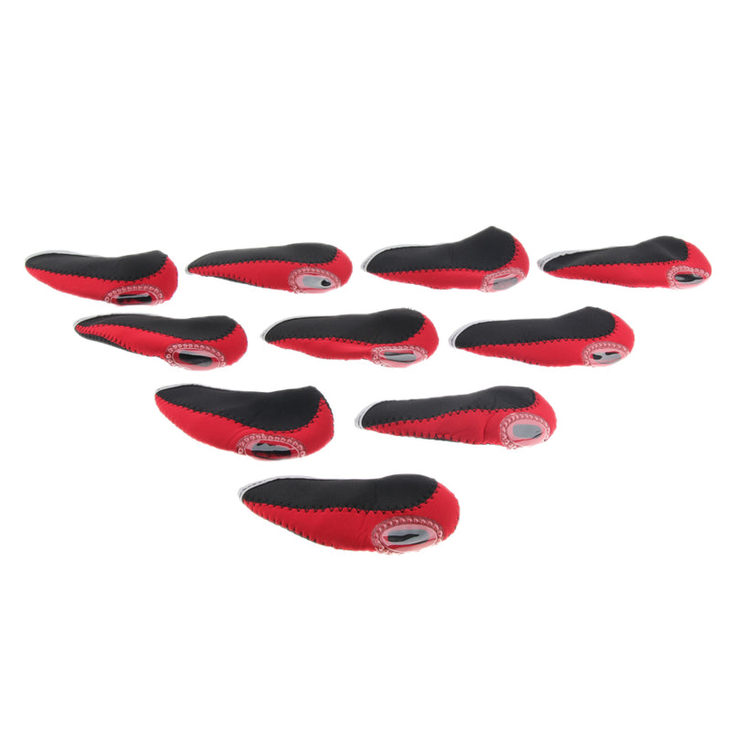 1 Set Of 10PCS Iron Wedge Neoprene Golf Club Damage Protective Head Cover Golf Sports Accessory Black Red