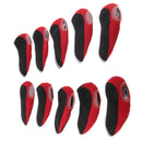 1 Set Of 10PCS Iron Wedge Neoprene Golf Club Damage Protective Head Cover Golf Sports Accessory Black Red