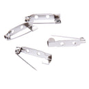 50 Pieces Silver Tone Bar Pins Brooch Back Clasp Name Badge DIY Craft 20mm