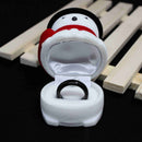 Xmas Snowman Santa Ring Earring Display Storage Gift Packing Box Black