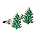 Men's Crystal Rhinestone Decor Cufflinks Cuff Links Holidays Christmas Tree