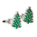 Men's Crystal Rhinestone Decor Cufflinks Cuff Links Holidays Christmas Tree