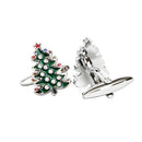 Men's Crystal Rhinestone Decor Cufflinks Cuff Links Holidays Christmas Tree