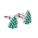 Men's Crystal Rhinestone Decor Cufflinks Cuff Links Holidays Christmas Tree