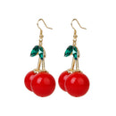 Rockabilly Red Cherry Diamante Crystal Drop Dangle Chandelier Hook Earring Studs