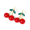 Rockabilly Red Cherry Diamante Crystal Drop Dangle Chandelier Hook Earring Studs