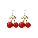 Rockabilly Red Cherry Diamante Crystal Drop Dangle Chandelier Hook Earring Studs