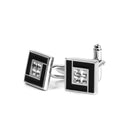 Pair Of Men Copper Rhinestone Square Shaped Cufflinks Wedding Party Supplies Silver + Black 15mm x 15mm