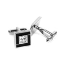 Pair Of Men Copper Rhinestone Square Shaped Cufflinks Wedding Party Supplies Silver + Black 15mm x 15mm
