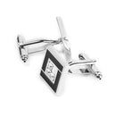 Pair Of Men Copper Rhinestone Square Shaped Cufflinks Wedding Party Supplies Silver + Black 15mm x 15mm