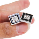 Pair Of Men Copper Rhinestone Square Shaped Cufflinks Wedding Party Supplies Silver + Black 15mm x 15mm