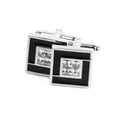 Pair Of Men Copper Rhinestone Square Shaped Cufflinks Wedding Party Supplies Silver + Black 15mm x 15mm