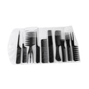 SET OF 10PCS Multipurpose Professional Lightweight Stylish Comb Brush FOR Teasing Lifting Curling Beauty supplies Black