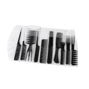 SET OF 10PCS Multipurpose Professional Lightweight Stylish Comb Brush FOR Teasing Lifting Curling Beauty supplies Black
