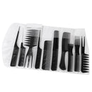 SET OF 10PCS Multipurpose Professional Lightweight Stylish Comb Brush FOR Teasing Lifting Curling Beauty supplies Black
