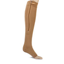 Pair Of Zippered Compression Leg Support Fatigue Reliever Socks Nude L