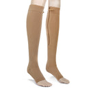 Pair Of Zippered Compression Leg Support Fatigue Reliever Socks Nude XL
