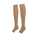 Pair Of Zippered Compression Leg Support Fatigue Reliever Socks Nude XL