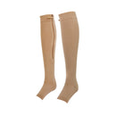Pair Of Zippered Compression Leg Support Fatigue Reliever Socks Nude S