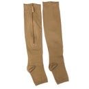 Pair Of Zippered Compression Leg Support Fatigue Reliever Socks Nude S