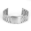 Set Of 3PCS Stainless Steel Metal Straight End Watch Band Strap With Spring Bars 26mm Silver