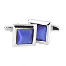 Pair Of Fashionable Men Opal Shirt Cufflinks Office Meeting Events Anniversary Supplies Blue
