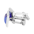 Pair Of Fashionable Men Opal Shirt Cufflinks Office Meeting Events Anniversary Supplies Blue