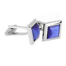 Pair Of Fashionable Men Opal Shirt Cufflinks Office Meeting Events Anniversary Supplies Blue