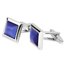 Pair Of Fashionable Men Opal Shirt Cufflinks Office Meeting Events Anniversary Supplies Blue
