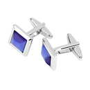 Pair Of Fashionable Men Opal Shirt Cufflinks Office Meeting Events Anniversary Supplies Blue