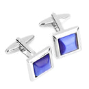 Pair Of Fashionable Men Opal Shirt Cufflinks Office Meeting Events Anniversary Supplies Blue