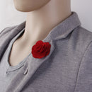 Men Classic Design Handcrafted Flower Brooch Boutonniere Tuxedo Pin Bright Red