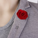 Men Classic Design Handcrafted Flower Brooch Boutonniere Tuxedo Pin Bright Red