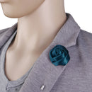 Handmade Polyester Men Boutonniere Brooch Pin Lapel Flower Clothing Decor Dark Green