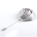 Handmade Polyester Men Boutonniere Brooch Pin Lapel Flower Clothing Decor Silver