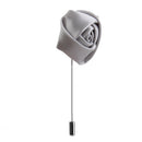 Handmade Polyester Men Boutonniere Brooch Pin Lapel Flower Clothing Decor Silver
