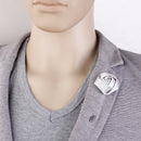 Handmade Polyester Men Boutonniere Brooch Pin Lapel Flower Clothing Decor Silver