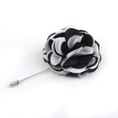 Handmade Classic Fabric Men Boutonniere Tuxedo Brooch Pin Lapel Flower Black + White