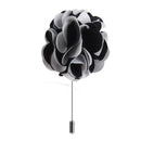 Handmade Classic Fabric Men Boutonniere Tuxedo Brooch Pin Lapel Flower Black + White