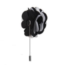 Handmade Classic Fabric Men Boutonniere Tuxedo Brooch Pin Lapel Flower Black + White