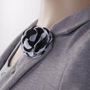 Handmade Classic Fabric Men Boutonniere Tuxedo Brooch Pin Lapel Flower Black + White
