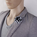 Handmade Classic Fabric Men Boutonniere Tuxedo Brooch Pin Lapel Flower Black + White