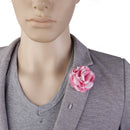 Handmade Classic Fabric Men Boutonniere Tuxedo Brooch Pin Lapel Flower Pink + White
