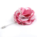Handmade Classic Fabric Men Boutonniere Tuxedo Brooch Pin Lapel Flower Pink + White