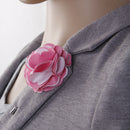 Handmade Classic Fabric Men Boutonniere Tuxedo Brooch Pin Lapel Flower Pink + White