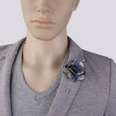 Handmade Classic Fabric Men Boutonniere Tuxedo Brooch Pin Lapel Flower Grey + Khaki